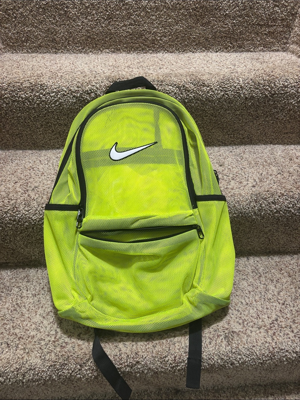 Nike Men’s Neon Yellow Mesh Backpack with Black Trim